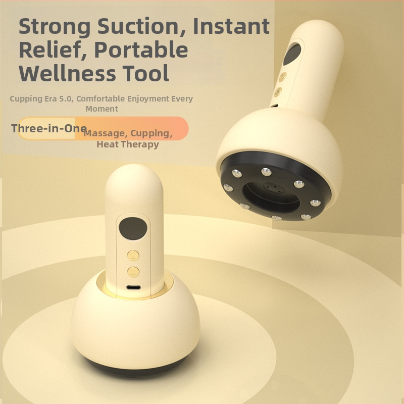 Elektriska masāžas ierīce ar apkuri un vakuuma sūknēšanu, pārnēsājama, ar pogu vadību, modelis BG-02, ABS korpuss, 1200mAh akumulatorus