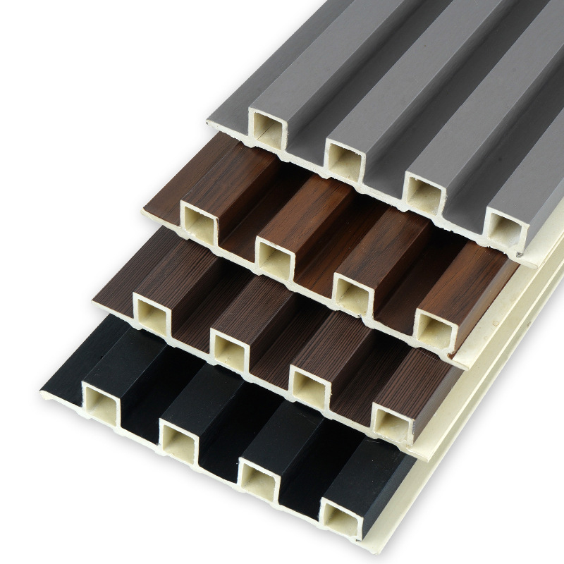 Grilă din WPC pentru perete, semicirculară, cu design în valuri și panou fonoizolant, montaj rapid