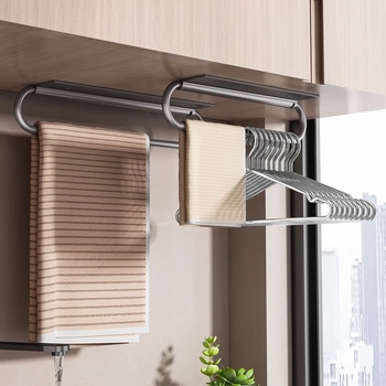 Suport pentru prosoape de perete, pliat, fără găuri, din aluminiu Space, sarcină 10 kg