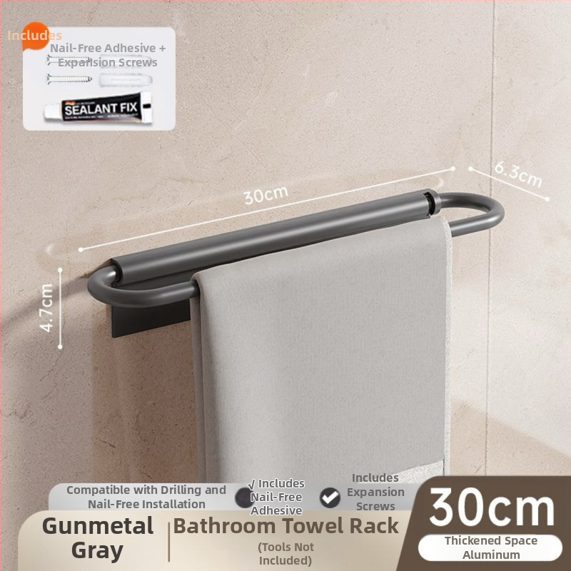 Sieninis rankšluosčių laikiklis, sulankstomas, be gręžimo, iš aliuminio, 10 kg apkrova