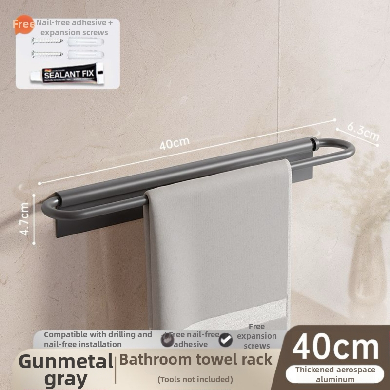 Sieninis rankšluosčių laikiklis, sulankstomas, be gręžimo, iš aliuminio, 10 kg apkrova