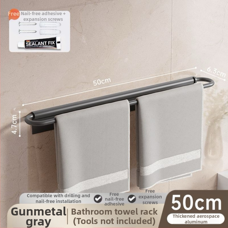 Sieninis rankšluosčių laikiklis, sulankstomas, be gręžimo, iš aliuminio, 10 kg apkrova