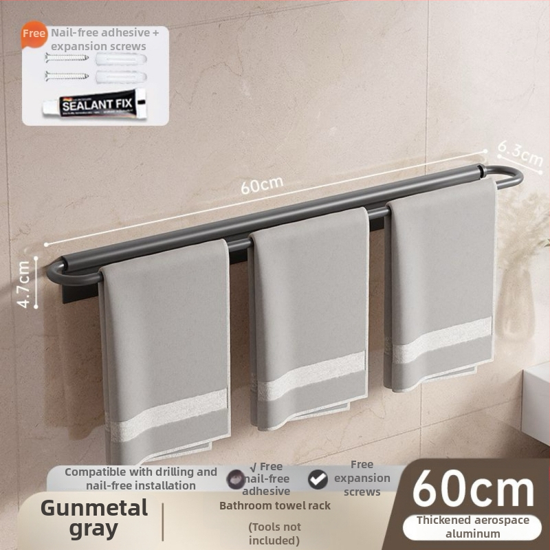 Sieninis rankšluosčių laikiklis, sulankstomas, be gręžimo, iš aliuminio, 10 kg apkrova