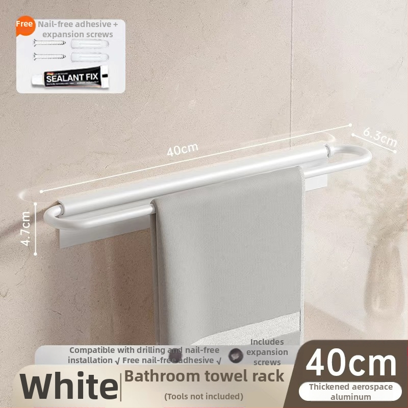 Sieninis rankšluosčių laikiklis, sulankstomas, be gręžimo, iš aliuminio, 10 kg apkrova