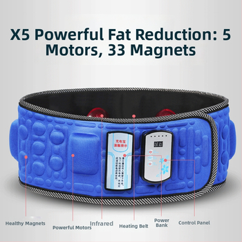 Juosmens masažo diržas – vibracinis masažas, karštas kompresas, moksibustija, 8+ masažo galvutės, žingsnių neturinčios greičio reguliavimas