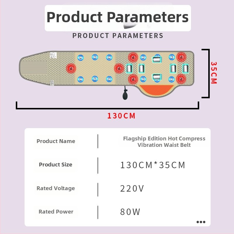 Fogyásra serkentő öv melegítő és masszázs funkciókkal — AC táplálás, mechanikus vezérlés, 3 fokozat, 5–7 masszázsfej, vibráció, mágneses terápia, melegítő nyomás, levegőnyomás