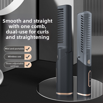 Elektrický žehliaci hrebeň na vlasy, bezdrôtové nabíjanie USB, turmalínovo keramické vykurovanie, priemer vodiča <15 mm, 45W, 110-220V