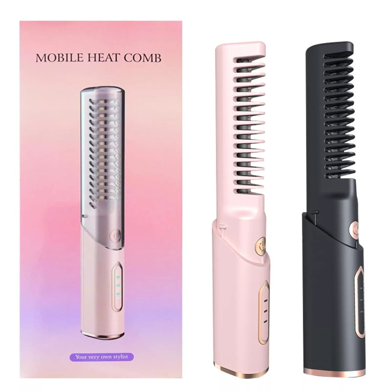 Електрически гребен за изправяне, безжично USB зареждане, турмалиново керамично нагряване, диаметър на термичния проводник под 15 мм, 45W, 110-220V