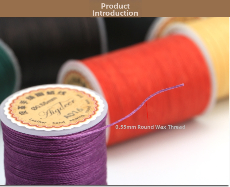 Voskované šijacie vlákno, viacvláknové, guľaté, 0,55 mm, polyester, pre domáce textílie