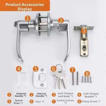Asabi 680 Mehāniskā durvju slēdzene ar rokturi koka durvīm, cinka sakausējums