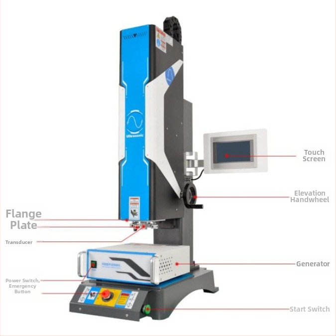Servo vadīta ultraskaņas plastmasas locīšanas iekārta, 15/20 kHz, 220V, elektriskā piedziņa, elektriskā vadība un skaņas vilnis vibrācija.