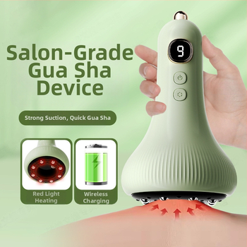 Elektrisks gua sha masāžas līdzeklis mājas fizioterapijai un meridiānu masāžai (Modeļa G-09, USB barošana, pogu vadība, temperatūras regulēšana līdz 40°C, ABS korpuss)