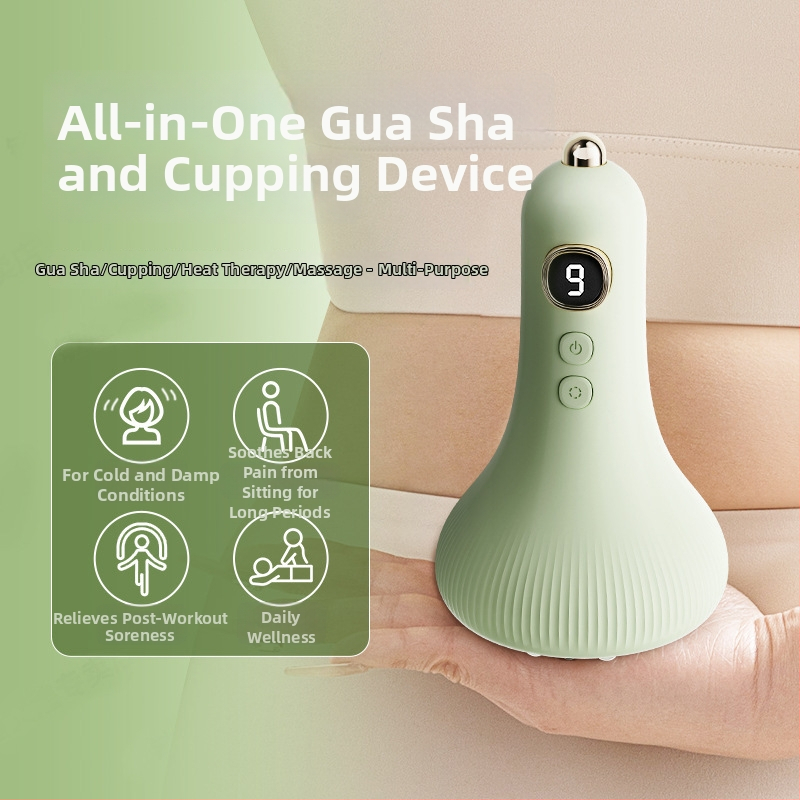 Elektrisks gua sha masāžas līdzeklis mājas fizioterapijai un meridiānu masāžai (Modeļa G-09, USB barošana, pogu vadība, temperatūras regulēšana līdz 40°C, ABS korpuss)