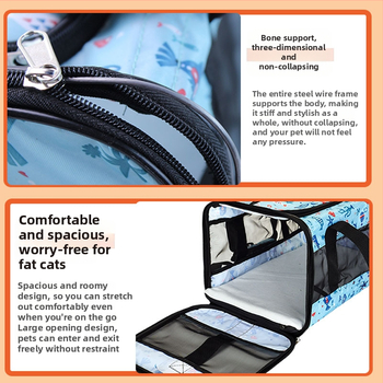 Spausdinta nešiojama naminių gyvūnų krepšys kačiukams ir šunims, kvėpuojanti pečių rankinė, poliesteris, talpa iki 7,5 kg, karikatūrinis dizainas, kodas N2zb2asg