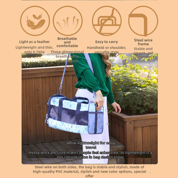 Spausdinta nešiojama naminių gyvūnų krepšys kačiukams ir šunims, kvėpuojanti pečių rankinė, poliesteris, talpa iki 7,5 kg, karikatūrinis dizainas, kodas N2zb2asg