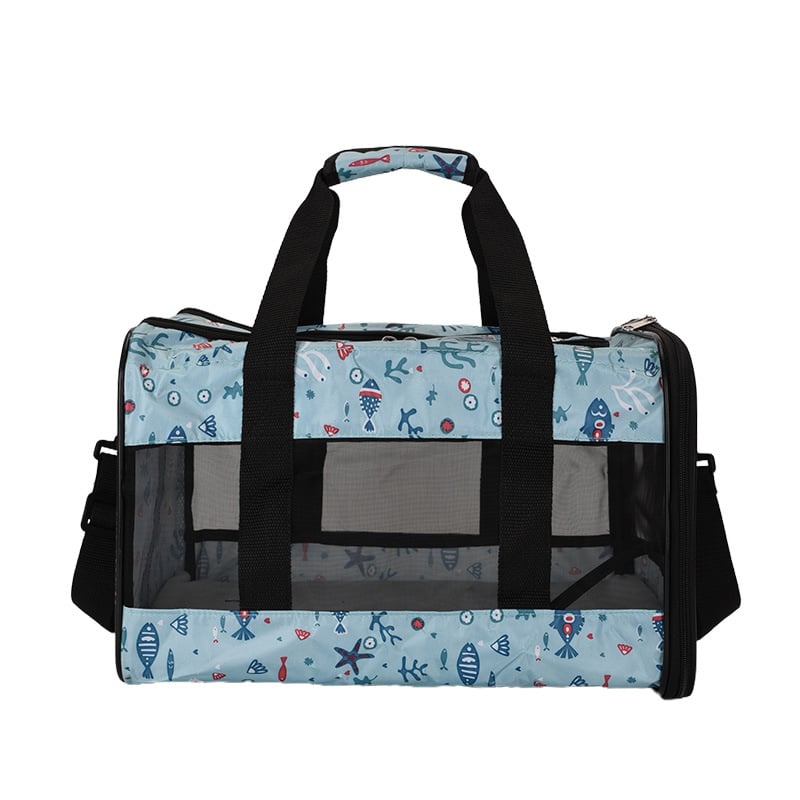 Spausdinta nešiojama naminių gyvūnų krepšys kačiukams ir šunims, kvėpuojanti pečių rankinė, poliesteris, talpa iki 7,5 kg, karikatūrinis dizainas, kodas N2zb2asg