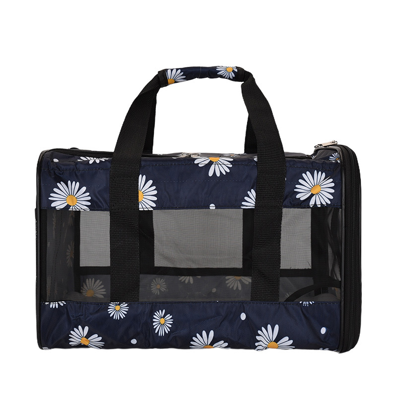 Spausdinta nešiojama naminių gyvūnų krepšys kačiukams ir šunims, kvėpuojanti pečių rankinė, poliesteris, talpa iki 7,5 kg, karikatūrinis dizainas, kodas N2zb2asg