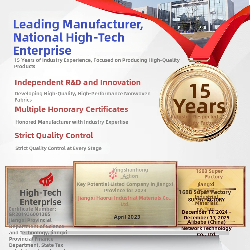 Izšūts adatu netikts audums (PET/vaskozes/PP), gramāža 50–200 g/m², kardings, piemērots medicīniskajiem un higiēnas audumiem, apģērbu pamušiem un mājas tekstilizstrādājumiem