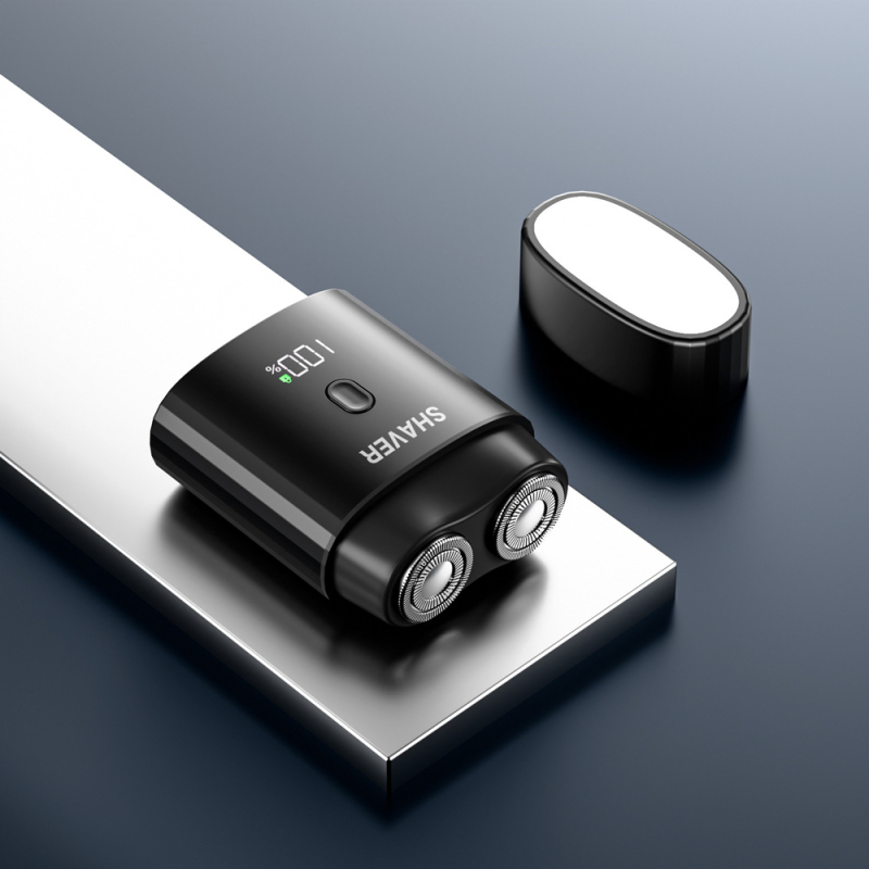 Електрическа самобръсначка с плаваща глава, ротационна глава с две ножчета, отстранима и миеща се глава за бръснене, вградена батерия 300–500 mAh, време на работа 45–60 мин