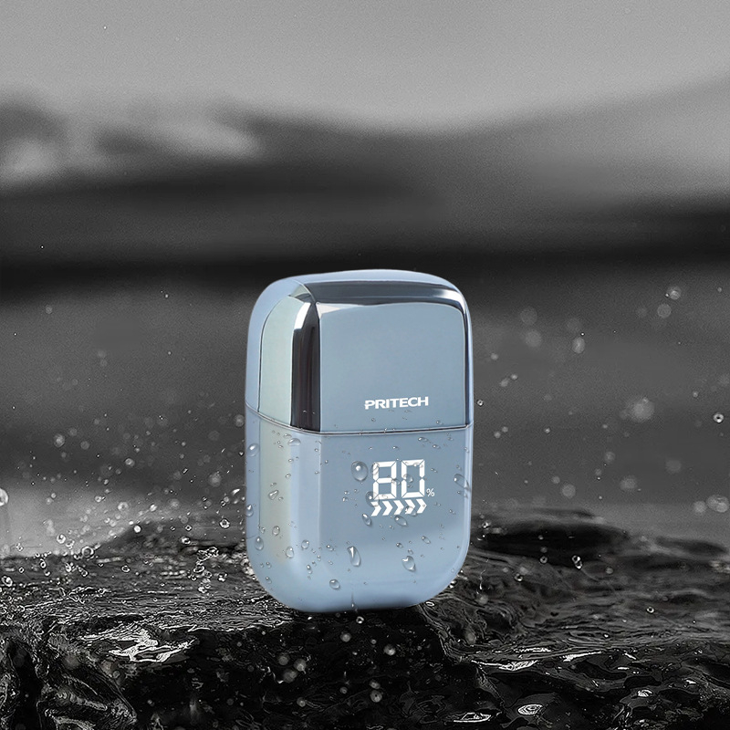 PRITECH Електрическа самобръсначка за пътуване – LED дисплей, безчетков двигател, 1 режеща глава, водоустойчива за цялото тяло, вградена батерия, USB захранване, време на работа до 120 минути