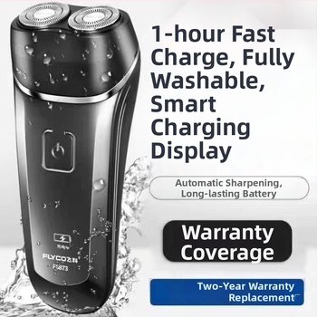 Dvigubos galvos skustuvas, visiškai plaunamas, įkraunamas, su išmaniu įkrovimo ekranu