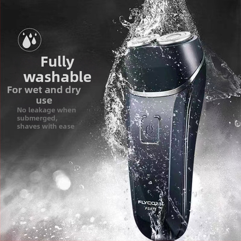 Dvigubos galvos skustuvas, visiškai plaunamas, įkraunamas, su išmaniu įkrovimo ekranu