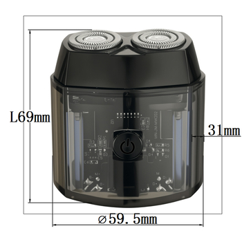 Jiiimi електрическа самобръсначка с роторна глава с две остриета; вградена батерия; живот на батерията до 60 минути; време за зареждане 1 час