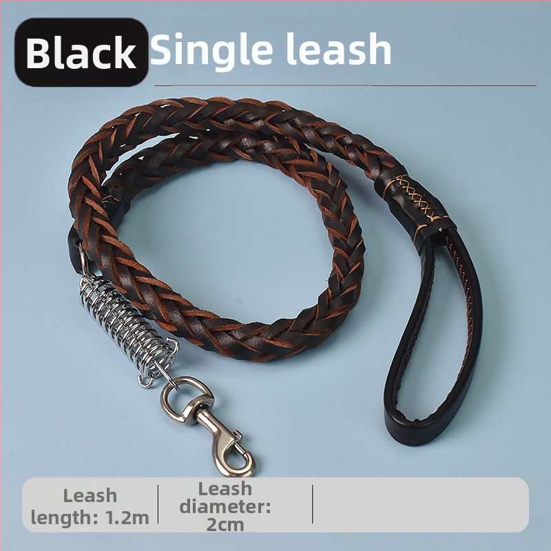 Karvės odos šunų pavadėlis vidutinio ir didelio dydžio šunims, tinkamas Auksiniam retriveriui ir Vokiečių aviganiui