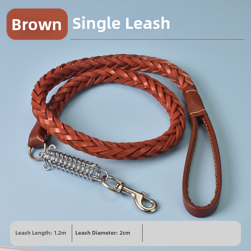 Karvės odos šunų pavadėlis vidutinio ir didelio dydžio šunims, tinkamas Auksiniam retriveriui ir Vokiečių aviganiui