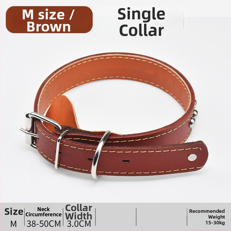 Karvės odos šunų pavadėlis vidutinio ir didelio dydžio šunims, tinkamas Auksiniam retriveriui ir Vokiečių aviganiui