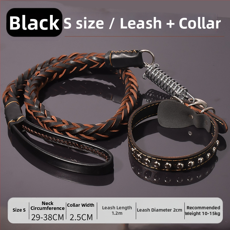 Karvės odos šunų pavadėlis vidutinio ir didelio dydžio šunims, tinkamas Auksiniam retriveriui ir Vokiečių aviganiui