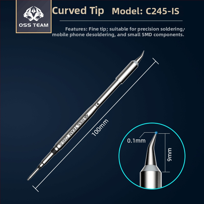 OSS TEAM C245 pastovios temperatūros litavimo stotis, universalus litavimo antgalis, integruota litavimo galvutė, tiesus ir kampinis antgalis