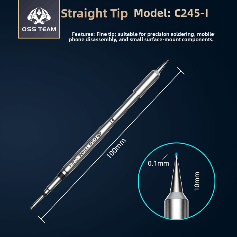 OSS TEAM C245 pastovios temperatūros litavimo stotis, universalus litavimo antgalis, integruota litavimo galvutė, tiesus ir kampinis antgalis