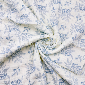 Kétszór pamut krepp pizsamaanyag virágos pozícionált nyomással, 100% pamut, pizsamákhoz, otthoni ruházathoz és babaruhákhoz, egész éves használatra