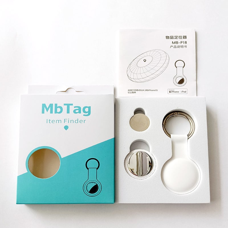 Mb-P18 Bluetooth tracker ir pasaulinis lokatorius skirtas iOS, baterijos veikimo laikas 1 metų, svoris 9 g