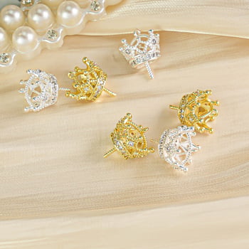 Set od 8 Crown Pendant za ključeve za DIY nakit — eye rivets i cap studs, phone chain i bag charm