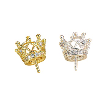 Set od 8 Crown Pendant za ključeve za DIY nakit — eye rivets i cap studs, phone chain i bag charm
