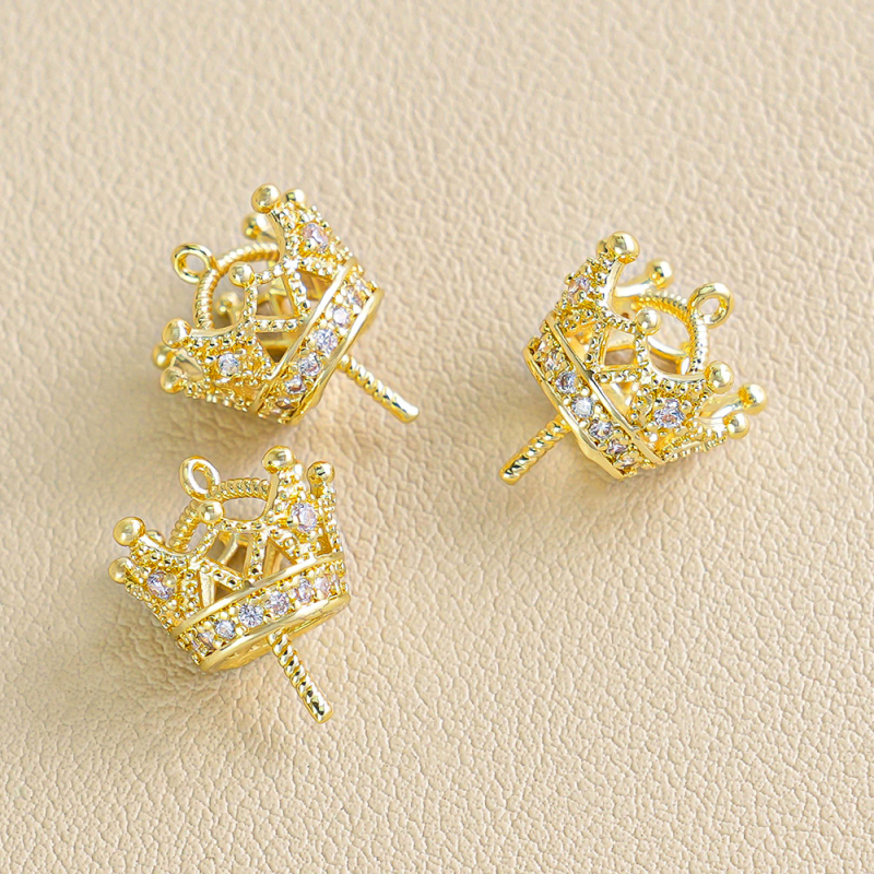Set od 8 Crown Pendant za ključeve za DIY nakit — eye rivets i cap studs, phone chain i bag charm