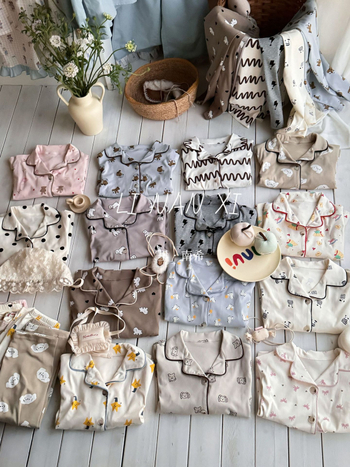 Gyerekeknek szóló uniszex otthoni ruházat készlet, koreai stílusú, felosztott dizájn, pamut 89,5%, képregényes nyomtatás, 3–8 éveseknek, 2025 ősz