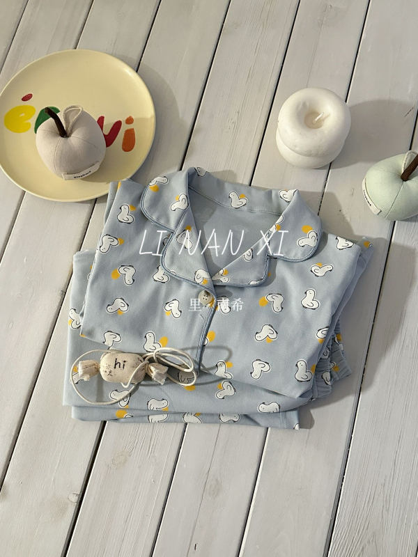 Gyerekeknek szóló uniszex otthoni ruházat készlet, koreai stílusú, felosztott dizájn, pamut 89,5%, képregényes nyomtatás, 3–8 éveseknek, 2025 ősz