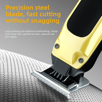 Elektrinis plaukų kirpimo prietaisas su integruota baterija 1200–2000mAh, USB įkrovimas, nerūdijančio plieno peiliukai, veikimo laikas 1–3 valandos, nuimama ir plaunama peilio galvutė