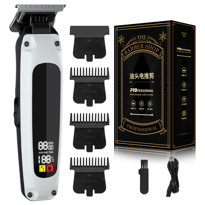 Elektrinis plaukų kirpimo prietaisas su integruota baterija 1200–2000mAh, USB įkrovimas, nerūdijančio plieno peiliukai, veikimo laikas 1–3 valandos, nuimama ir plaunama peilio galvutė