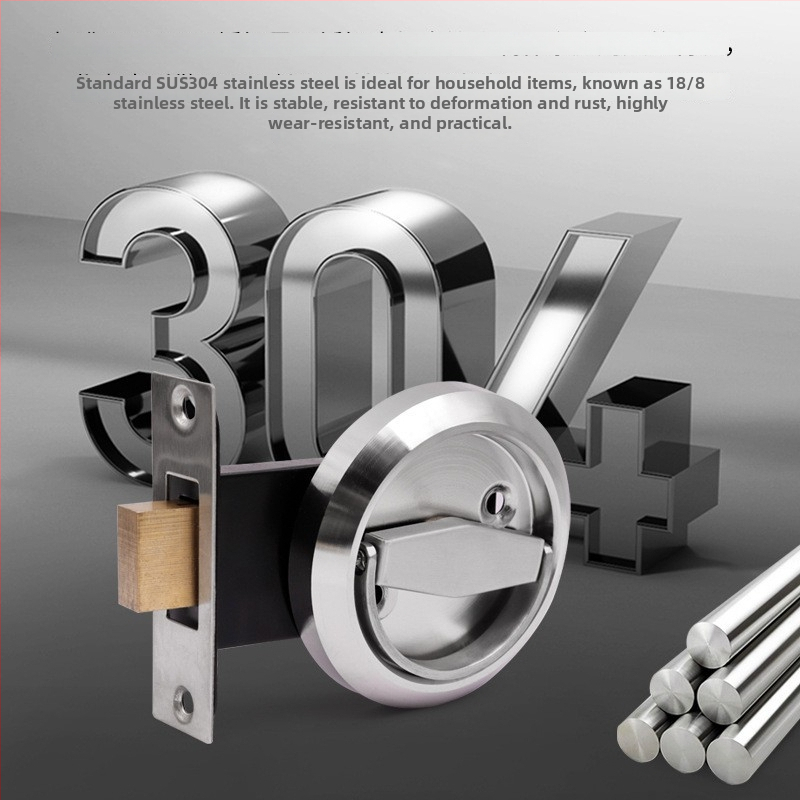 Húzógömb zár belső ajtókhoz — rejtett kivitel, 304 rozsdamentes acél, golyózár típusú, kétoldalas