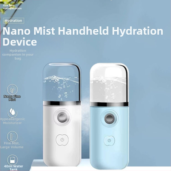 Laetav käsihoiduline näopihusti niisutaja, sisseehitatud akuga, USB toide, udu kuni 10 s, 1. kiirus, jahe pihustus