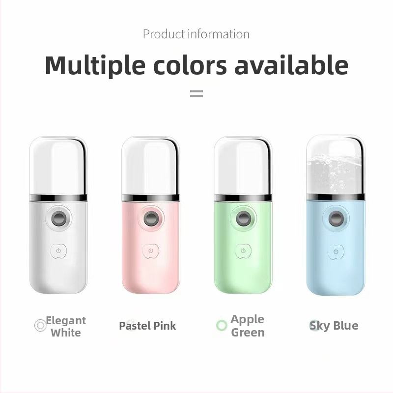 Laetav käsihoiduline näopihusti niisutaja, sisseehitatud akuga, USB toide, udu kuni 10 s, 1. kiirus, jahe pihustus