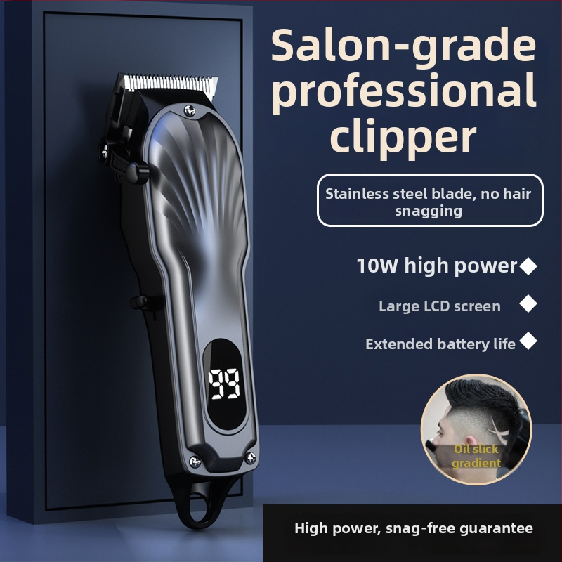 Profesionalus elektrinis plaukų kirpimo mašinė su keraminiu peiliu, be šepetėlių variklis, nuimama 1200–2000mAh baterija, nuimama plaunama pjovimo galvutė, atspari vandeniui