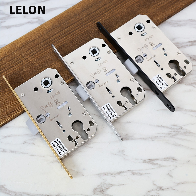 Iekšdurvīm paredzēts slēdzkorpuss koka durvīm, magnētisks kluss aizslēdzējs, nerūsējošais tērauds, modeļi RML-39/RML-41, mūsdienīgs stils