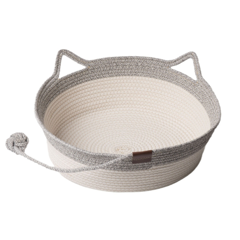 Kaķu ligzda no kokvilnas auklām — kaķiem, mājdzīvnieku ligzda