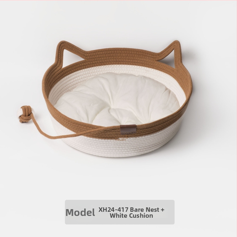 Kaķu ligzda no kokvilnas auklām — kaķiem, mājdzīvnieku ligzda