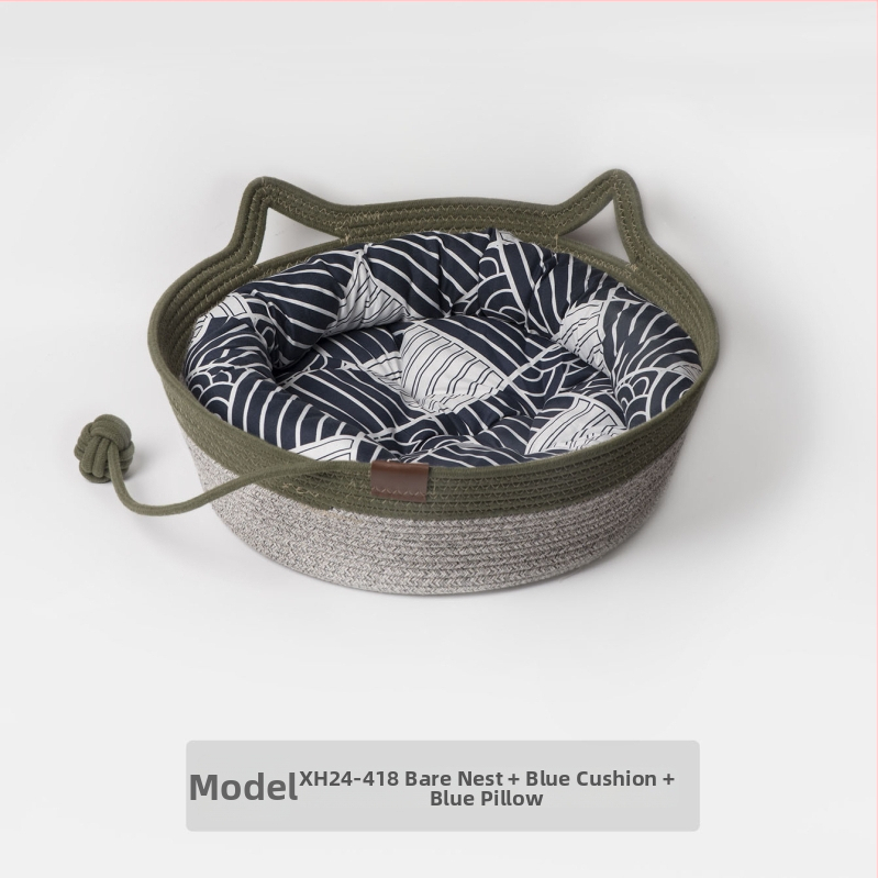 Kaķu ligzda no kokvilnas auklām — kaķiem, mājdzīvnieku ligzda